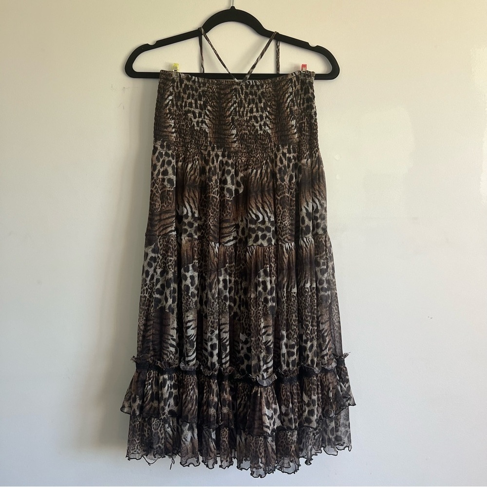 Sexy Animal Print Layered Mini Dress
